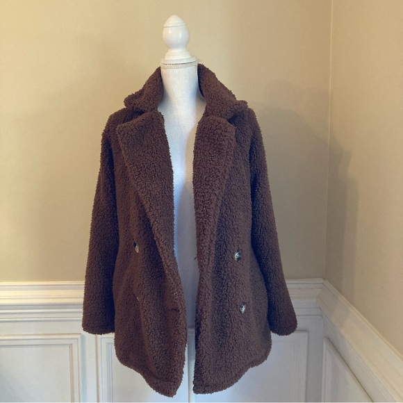 PRETTY GARDEN Super Soft Brown Faux Fur Teddy Coat - Picture 1 of 10